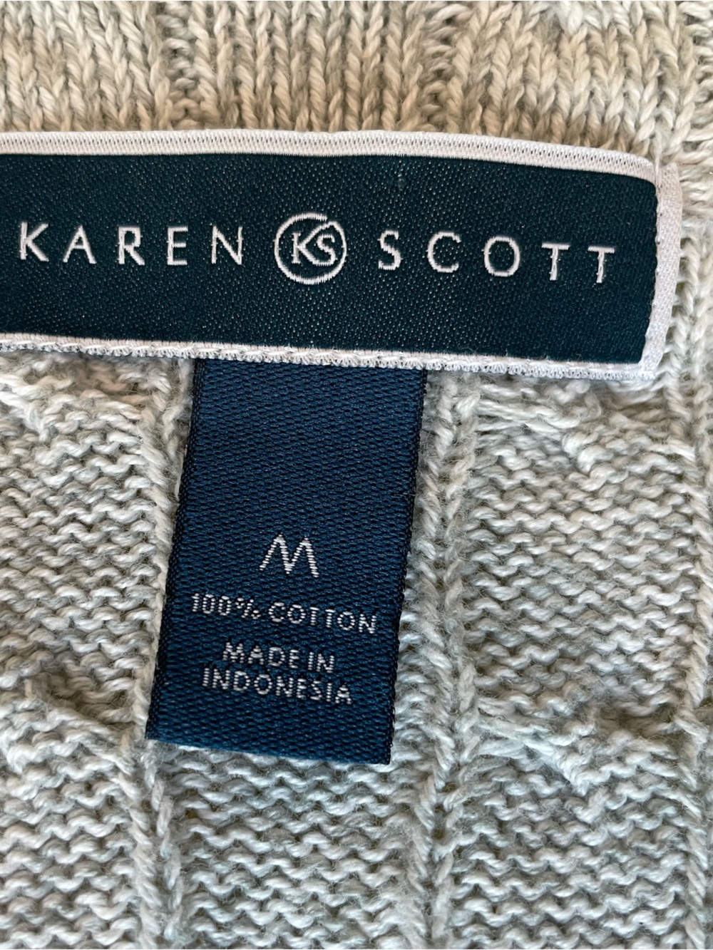 Karen Scott Light Gray Cable-Knit Zip Sweater - Picture 4 of 4